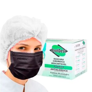 Máscara Descartável Tripla C/50 Unidades Black – Protdesc