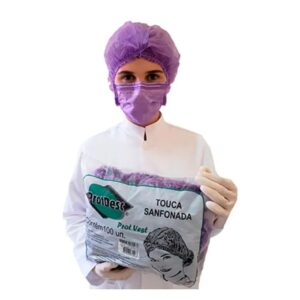 Touca Sanfonada Descartável com Elástico Lilás 100 unidades - Protdesc