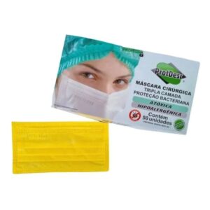 Máscara Descartável Tripla C/50 Unidades Amarela – Protdesc