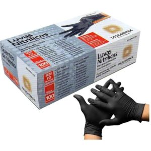 Luva Nitrílica Preta Sem Pó Descarpack Tamanho G